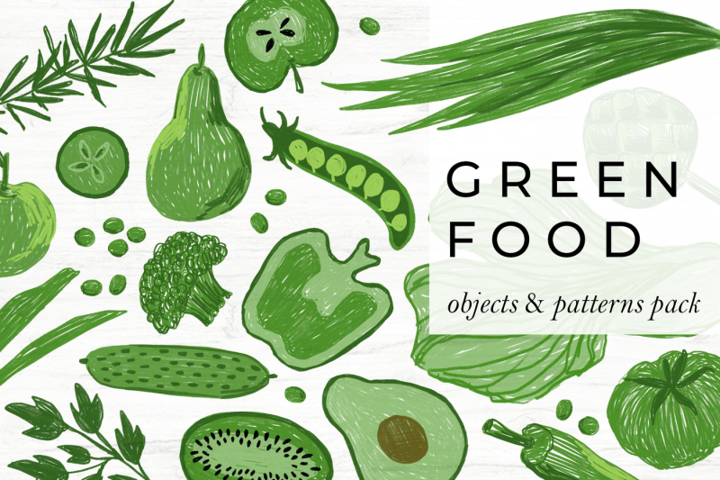 green-food-objects-and-patterns-pack