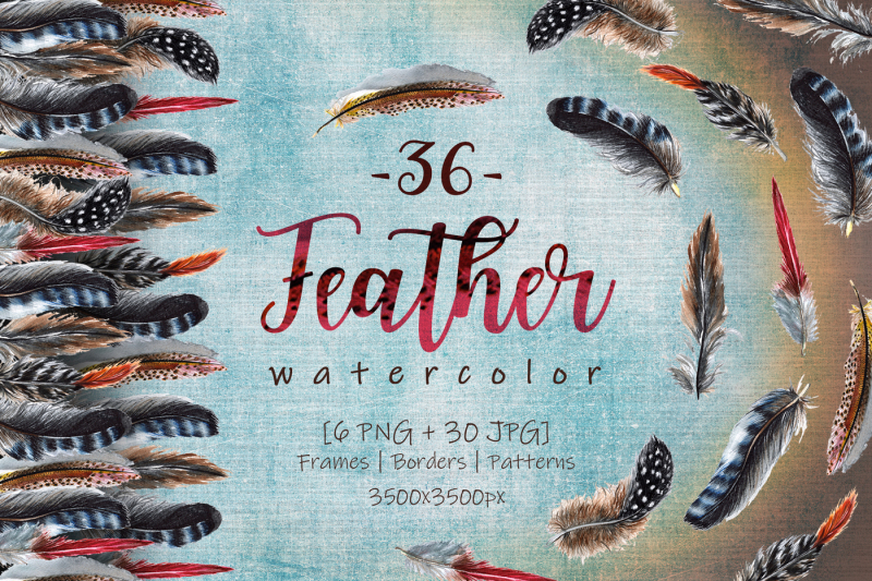 delightful-feathers-png-watercolor-set