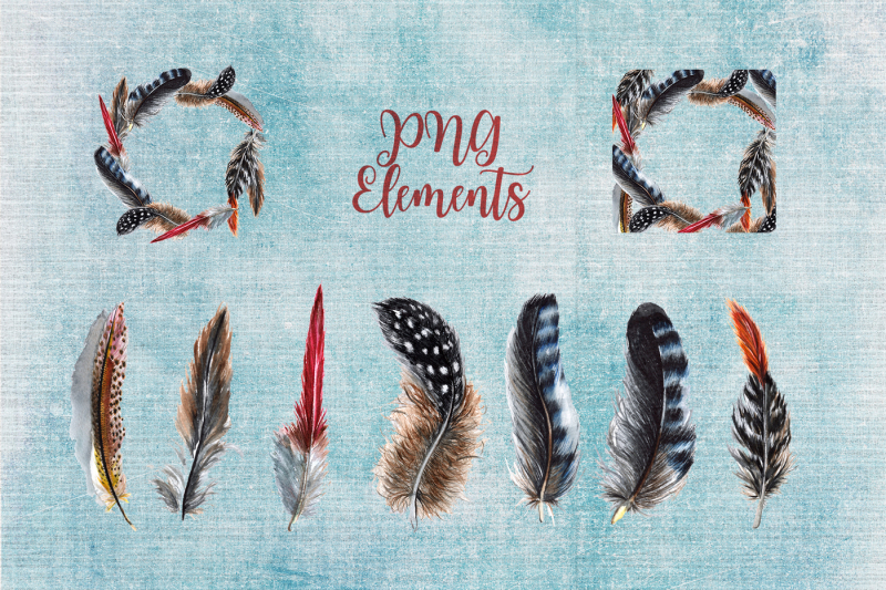 delightful-feathers-png-watercolor-set