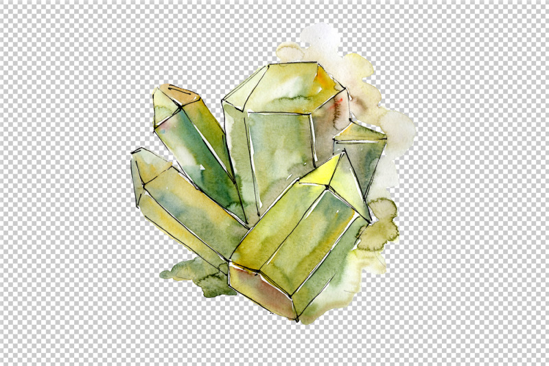 aquarelle-crystals-mineral-png-set