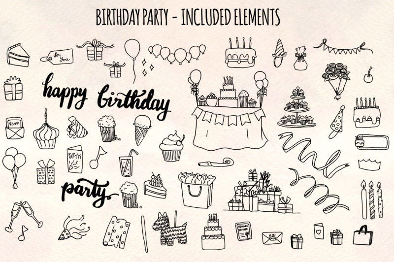 55-birthday-party-vector-sketches