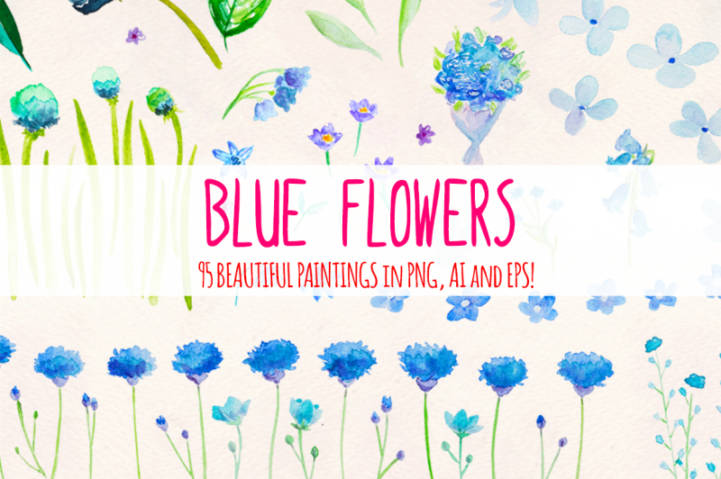 95-blue-flower-watercolor-elements