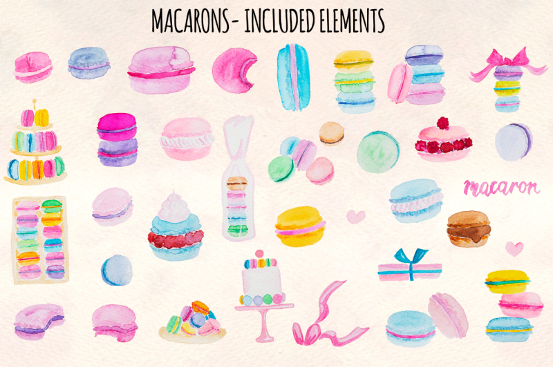 35-pretty-french-macarons-watercolor-vector-kit