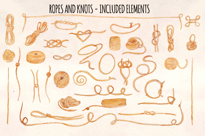 36-ropes-and-knots-watercolor-vector-graphic-elements