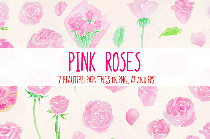 31-pink-roses-watercolor-graphics-vector-kit