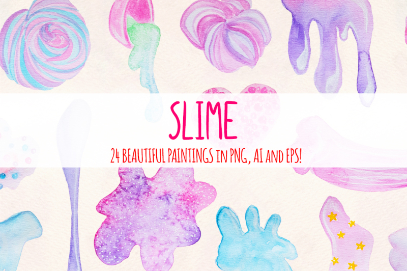 24-fluffy-crunchy-slime-watercolor-vector-clip-art