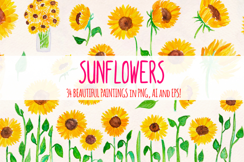 bright-sunflowers-34-sunny-vector-watercolor-graphics
