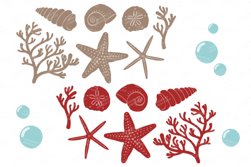 seashore-shells-and-coral-clipart-in-red-and-robin-egg