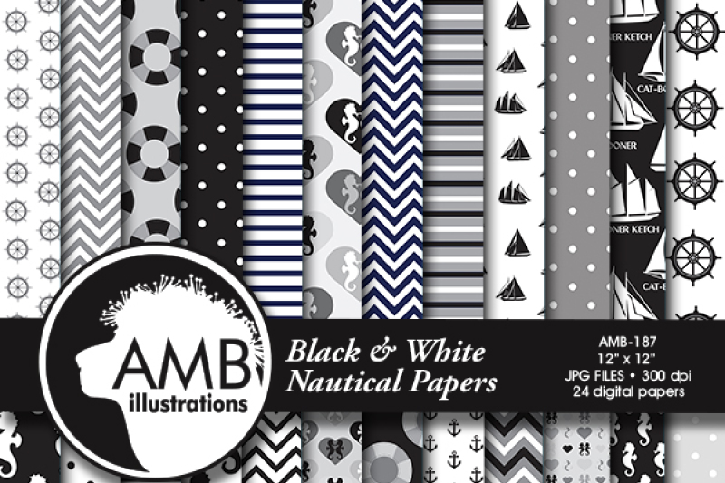 black-and-white-nautical-patterns-nautical-papers-amb-187