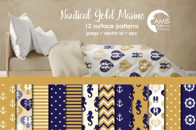 nautical-gold-marine-patterns-gold-and-navy-nautical-papers-amb-563