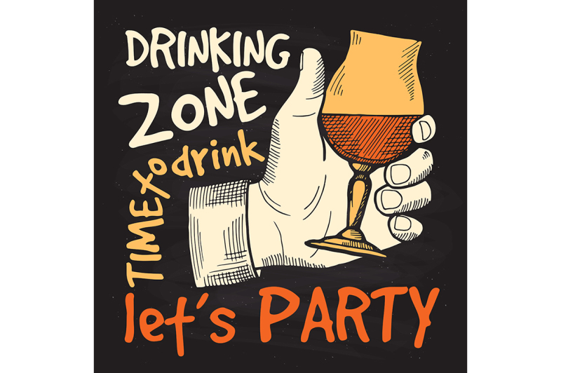 retro-style-poster-for-alcohol-party-drinking-glasses-in-hands
