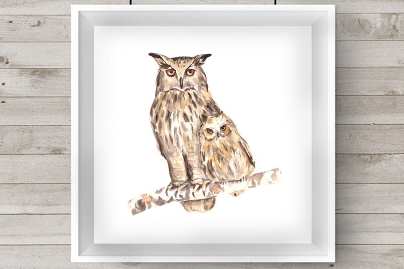 watercolor-mother-and-baby-owls-clip-art-and-print