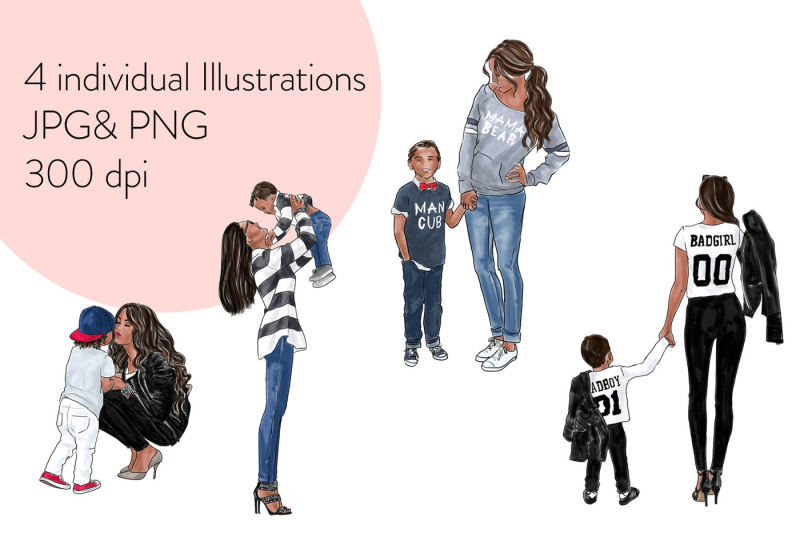 watercolor-fashion-clipart-mother-and-son-dark-skin