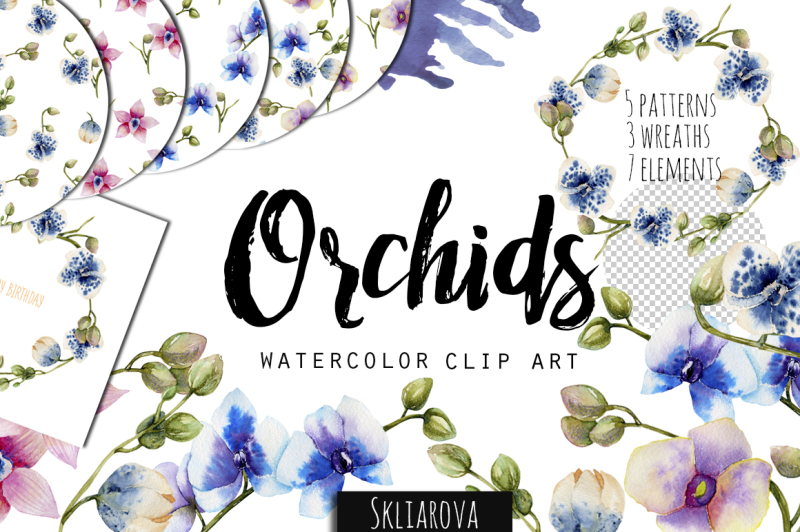 orchids-watercolor-clip-art