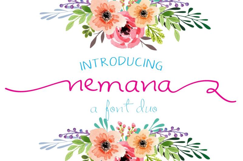 nemana-a-font-duo-by-watercolor-floral-designs