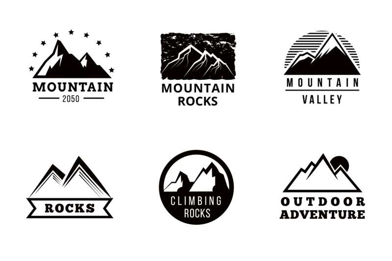mountains-vector-logo-badges-and-emblems-set