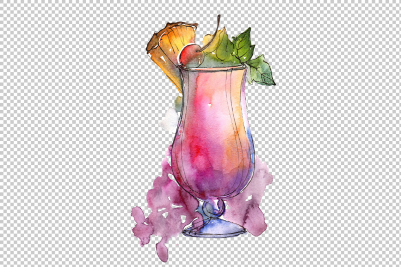 exotic-cocktails-png-watercolor-set