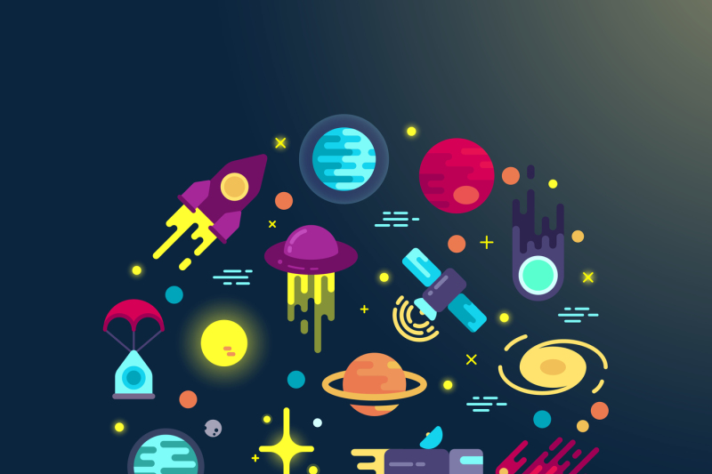 space-flat-icons-composition