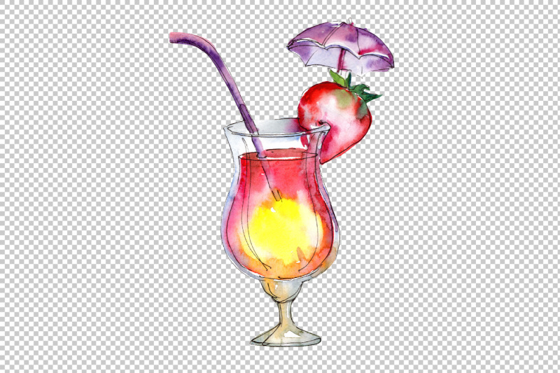 tropical-cocktails-png-watercolor-set