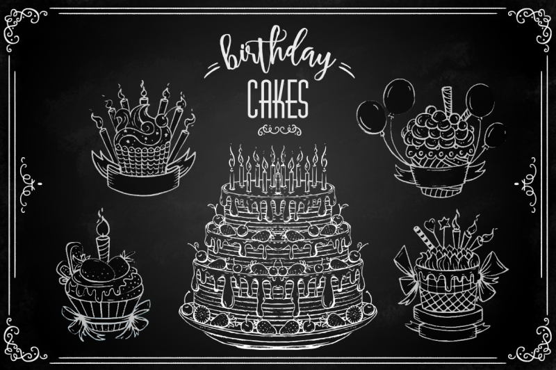 chalk-birhday-cakes-set