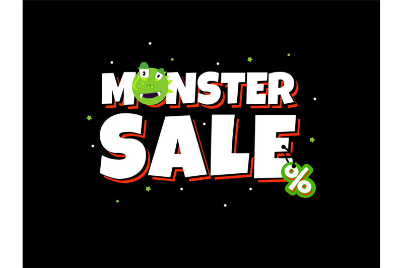 sale-card-with-cute-monster-promotion-typography-design