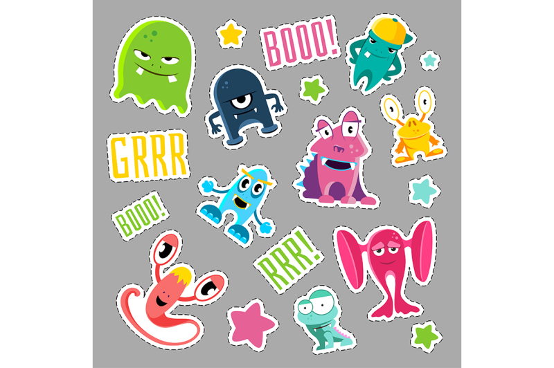 set-of-cute-monsters-and-bubbles-in-the-form-of-a-retro-patches