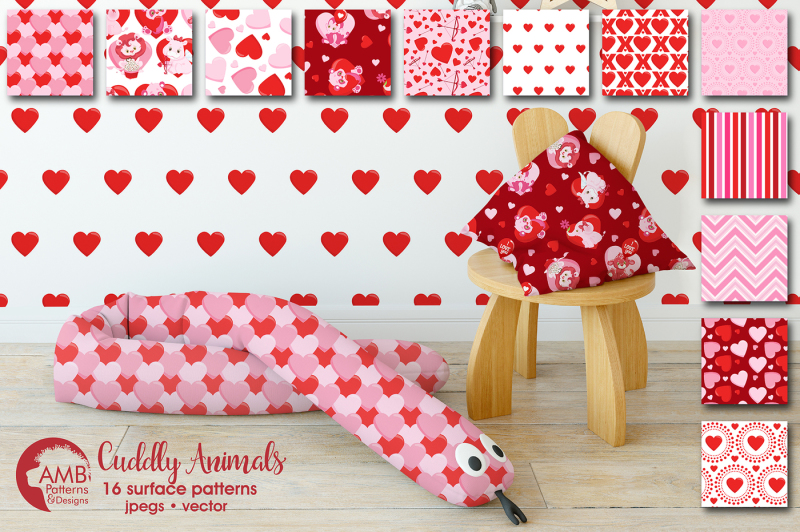 cuddly-animals-patterns-cuddly-valentine-papers-amb-1579