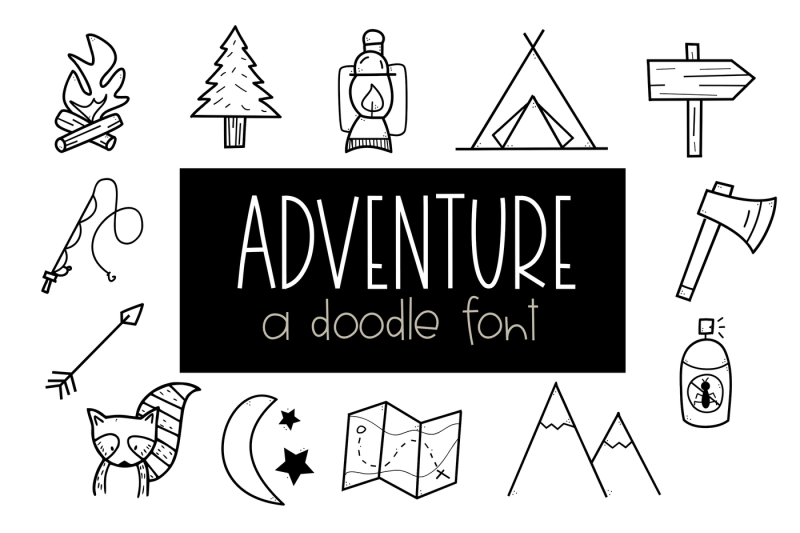 adventure-a-camping-outdoors-doodle-font
