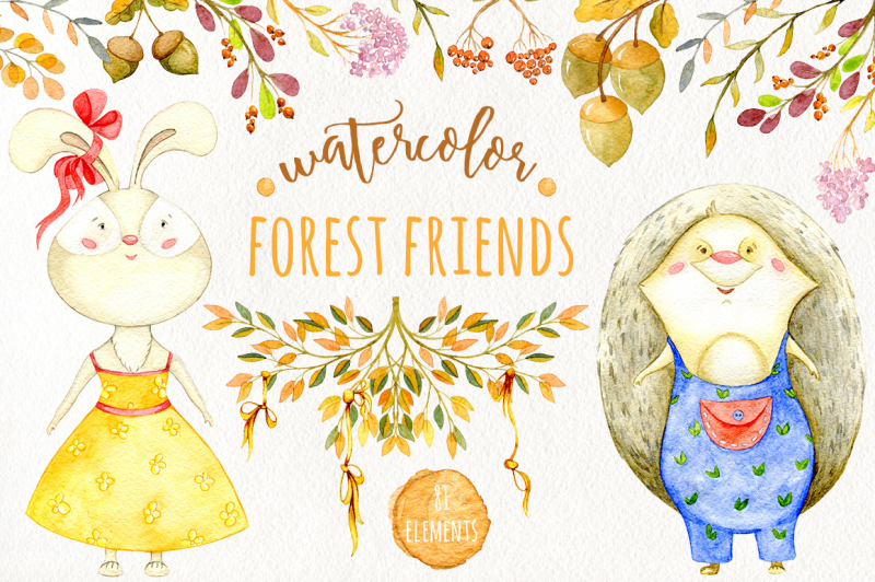watercolor-forest-friends-collection