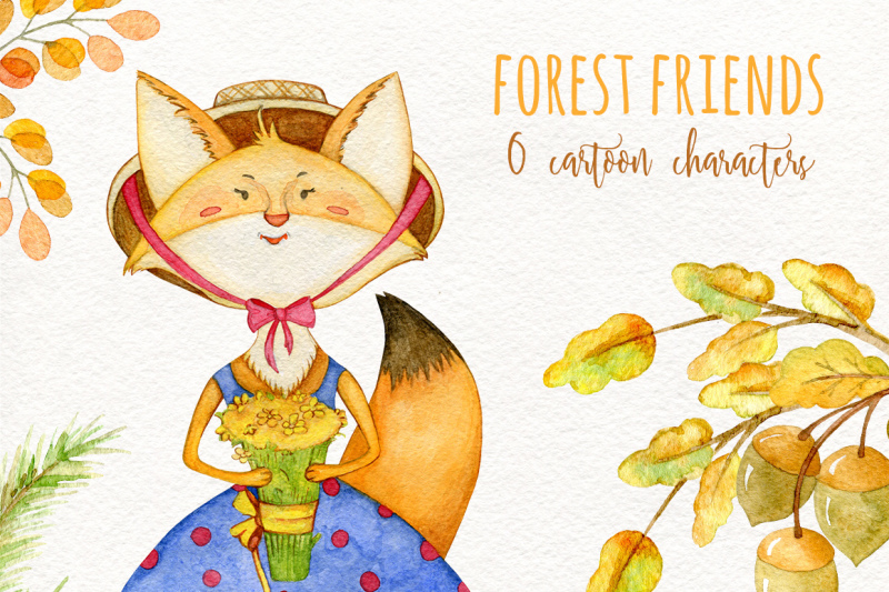 watercolor-forest-friends-collection