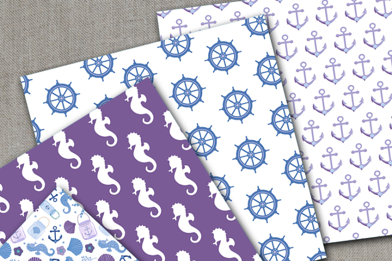 nautical-wedding-patterns-purple-nautical-papers-amb-1391