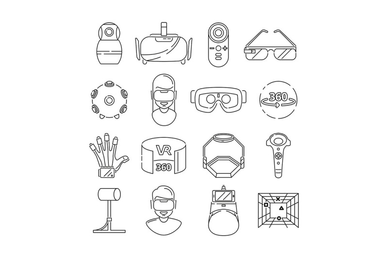 linear-symbols-of-technology-virtual-reality-and-vr-glasses-3d-rotat