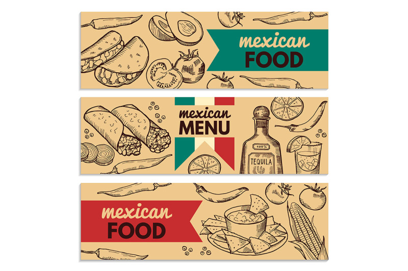 banners-set-with-picture-of-different-mexican-foods