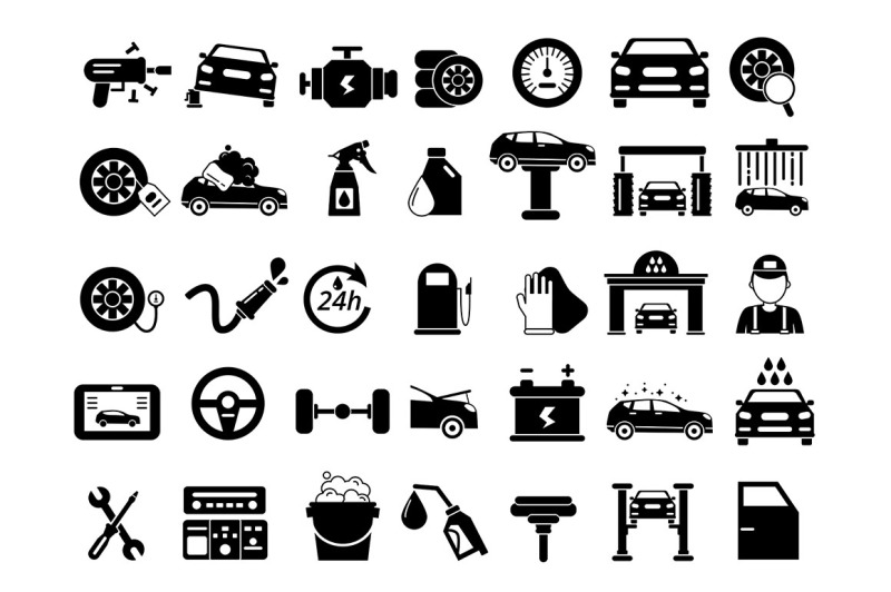 different-details-of-automobile-car-services-icons-set