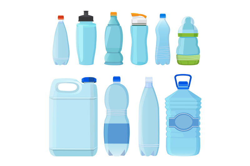 plastic-bottles-for-water-of-different-types-and-sizes