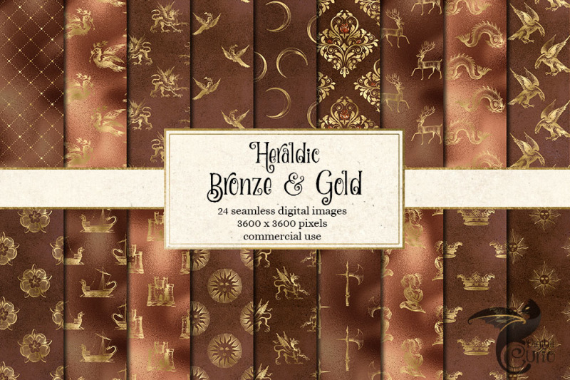 heraldic-bronze-and-gold-digital-paper