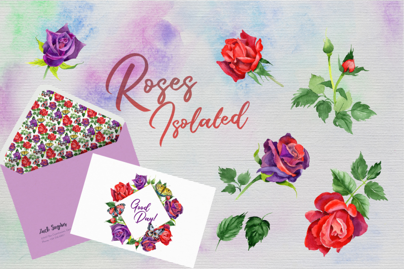roses-watercolor-png-set