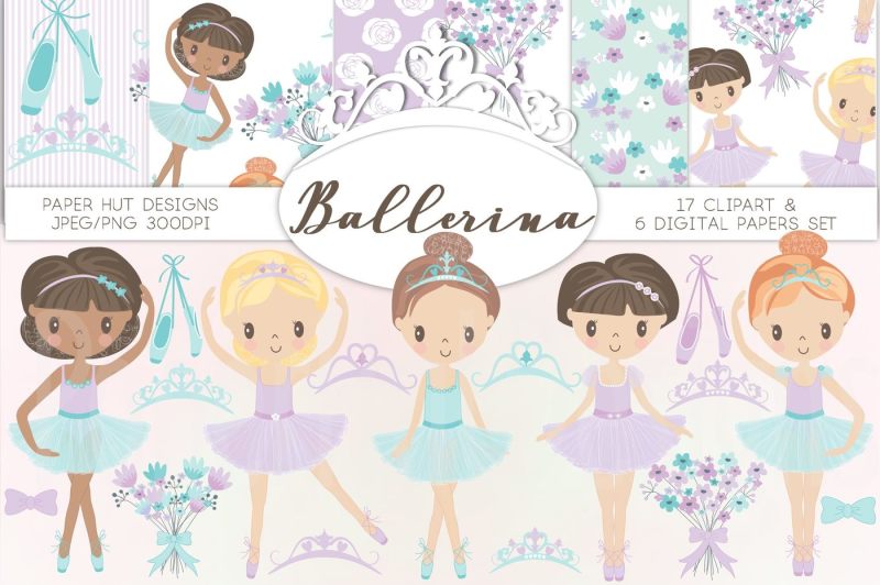 ballerina-clipart-and-digital-papers-pack