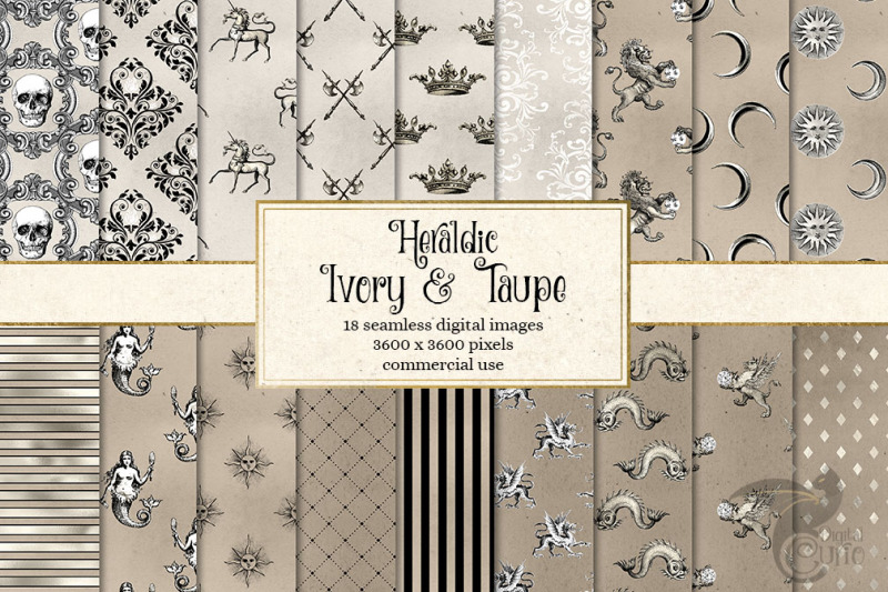 heraldic-ivory-and-taupe-digital-paper