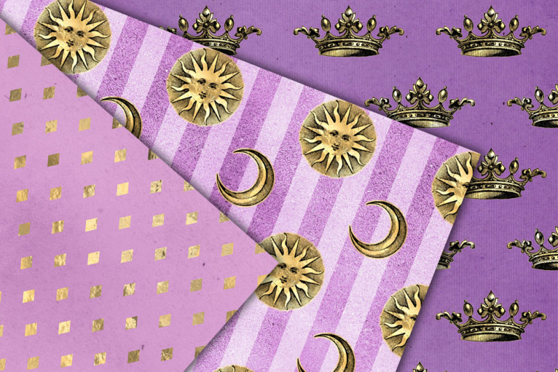 heraldic-lavender-and-gold-digital-paper