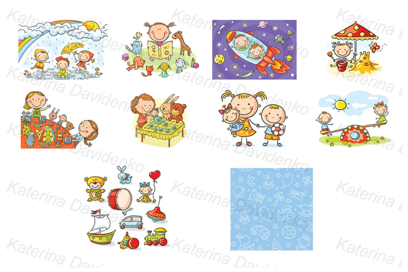 happy-cartoon-kids-playing-different-games-clipart-bundle