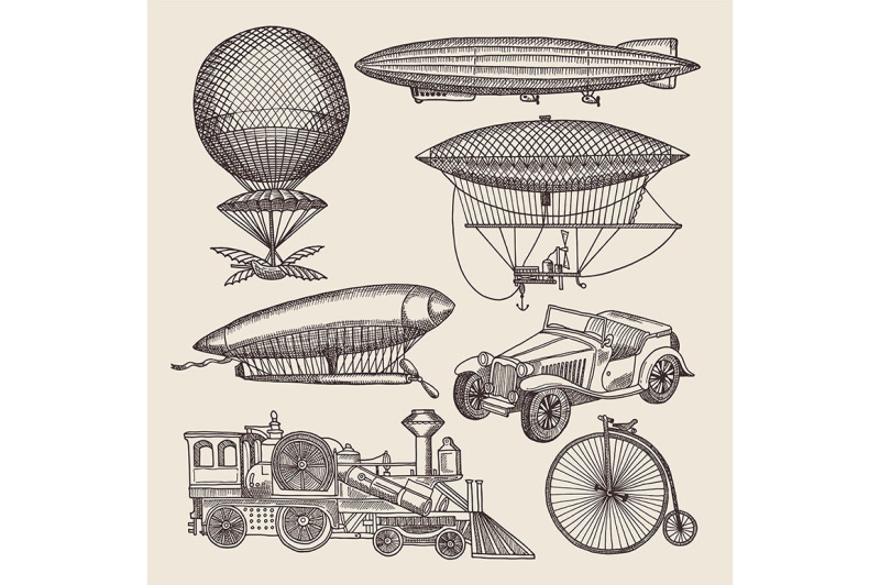 illustrations-of-different-retro-transport