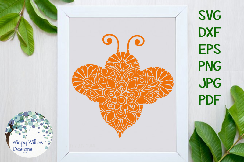 Download Bee Floral Mandala Zentangle SVG/DXF/EPS/PNG/JPG/PDF By ...