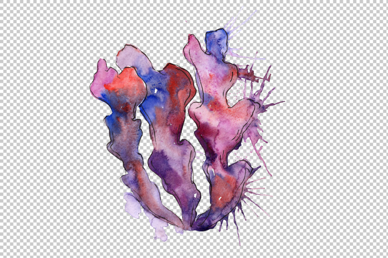 purple-coral-png-watercolor-set