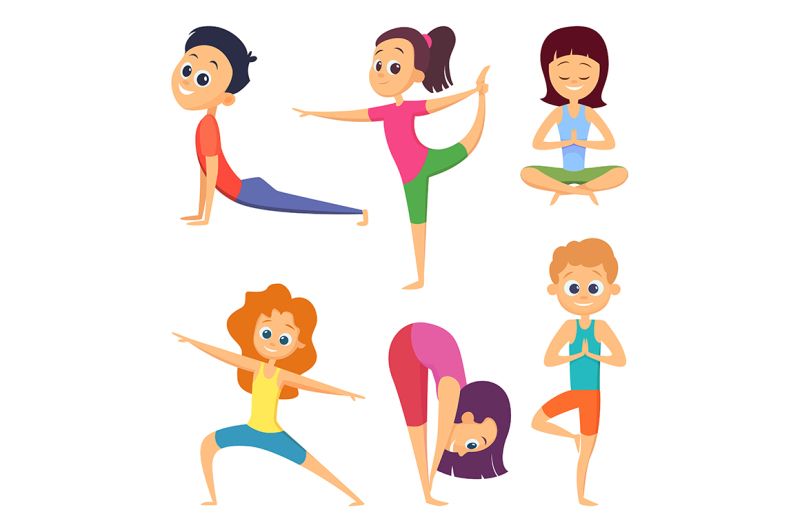 yoga-for-kids-happy-childrens-make-different-exercises