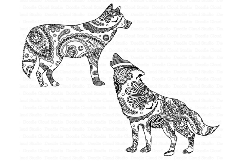 Mandala Wolf, Howling Wolf Mandala SVG files. By Doodle ...