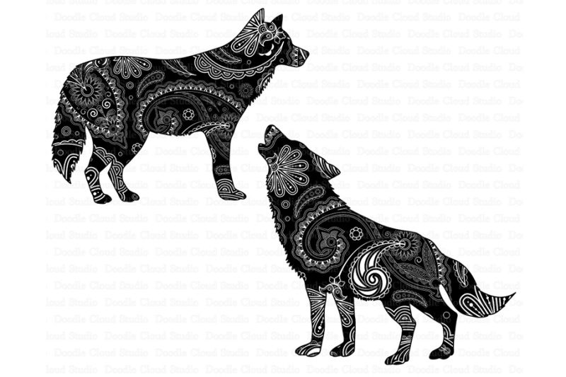 Mandala Wolf, Howling Wolf Mandala SVG files. By Doodle Cloud Studio | TheHungryJPEG.com