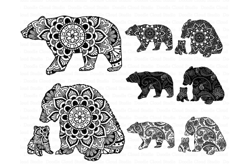 Download Bear Mandala SVG, Mama and Baby Bear SVG. By Doodle Cloud ...