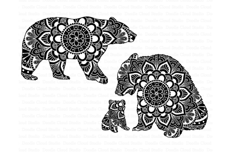 Bear Mandala SVG, Mama and Baby Bear SVG. By Doodle Cloud ...