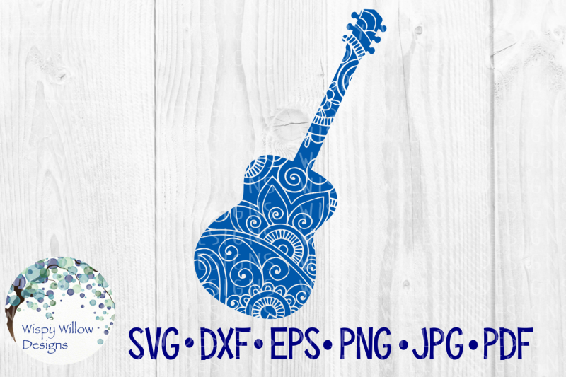 Download Acoustic Guitar Floral Mandala Zentangle SVG/DXF/EPS/PNG ...